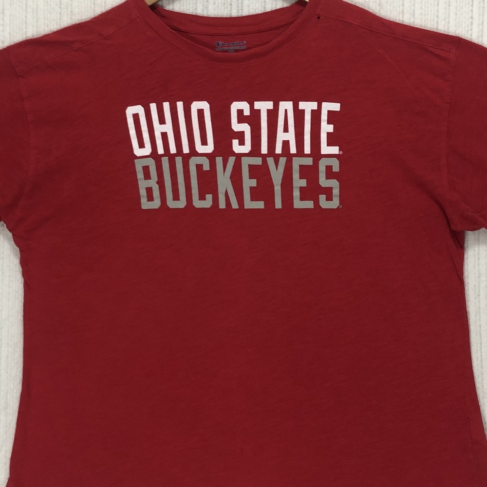 Champion Ohio State Buckeyes T-Shirt Mens 2XL Red Slub Cotton Short Sleeve Tee